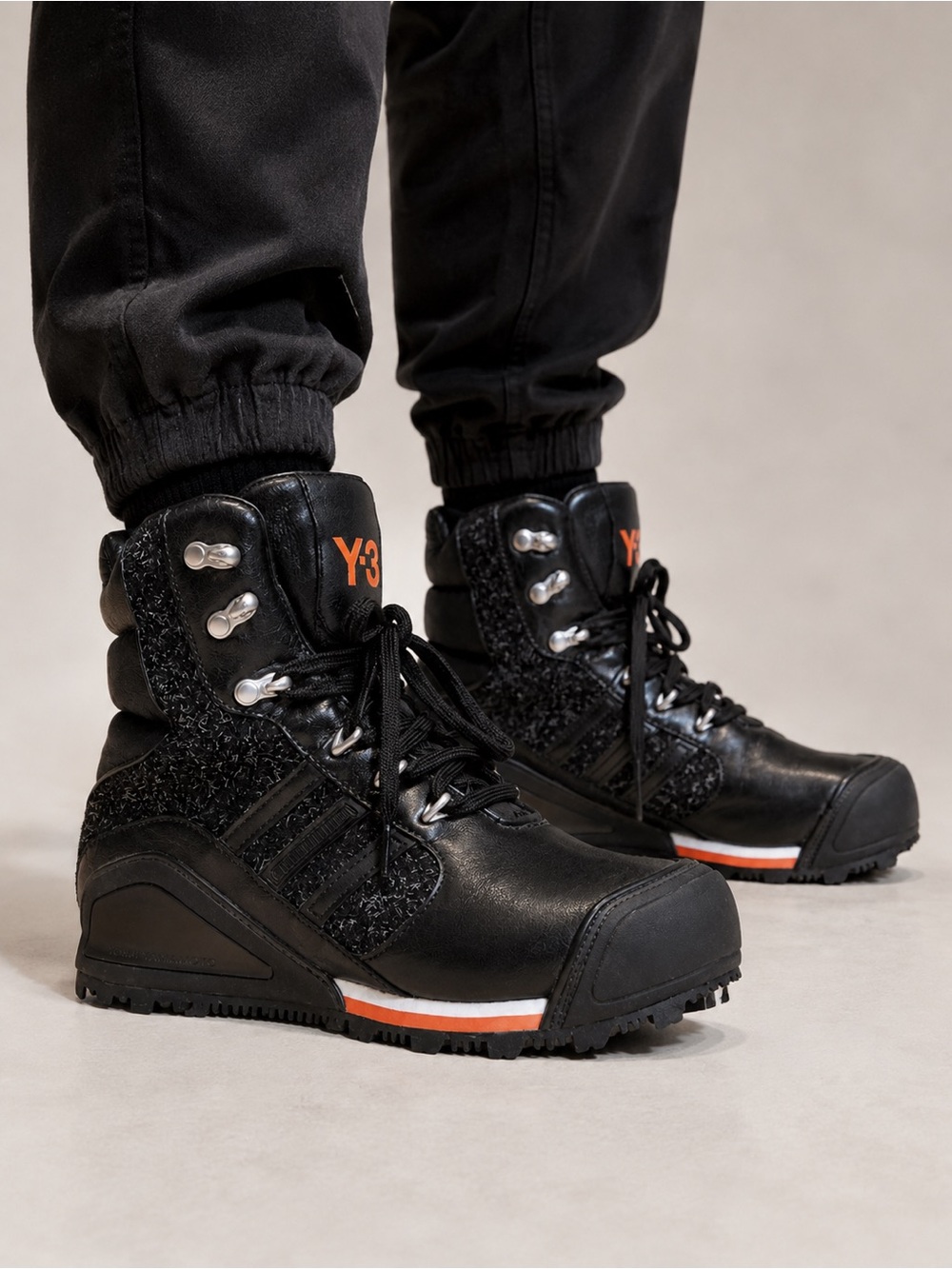 Y-3 Yohji Yamamoto Adidas Black Leather Techwear Boots Women 6